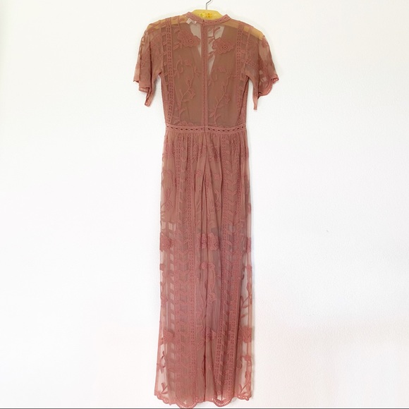 SOCIALITE Dusty Pink Lace Romper Maxi Dress XS - Picture 2 of 7